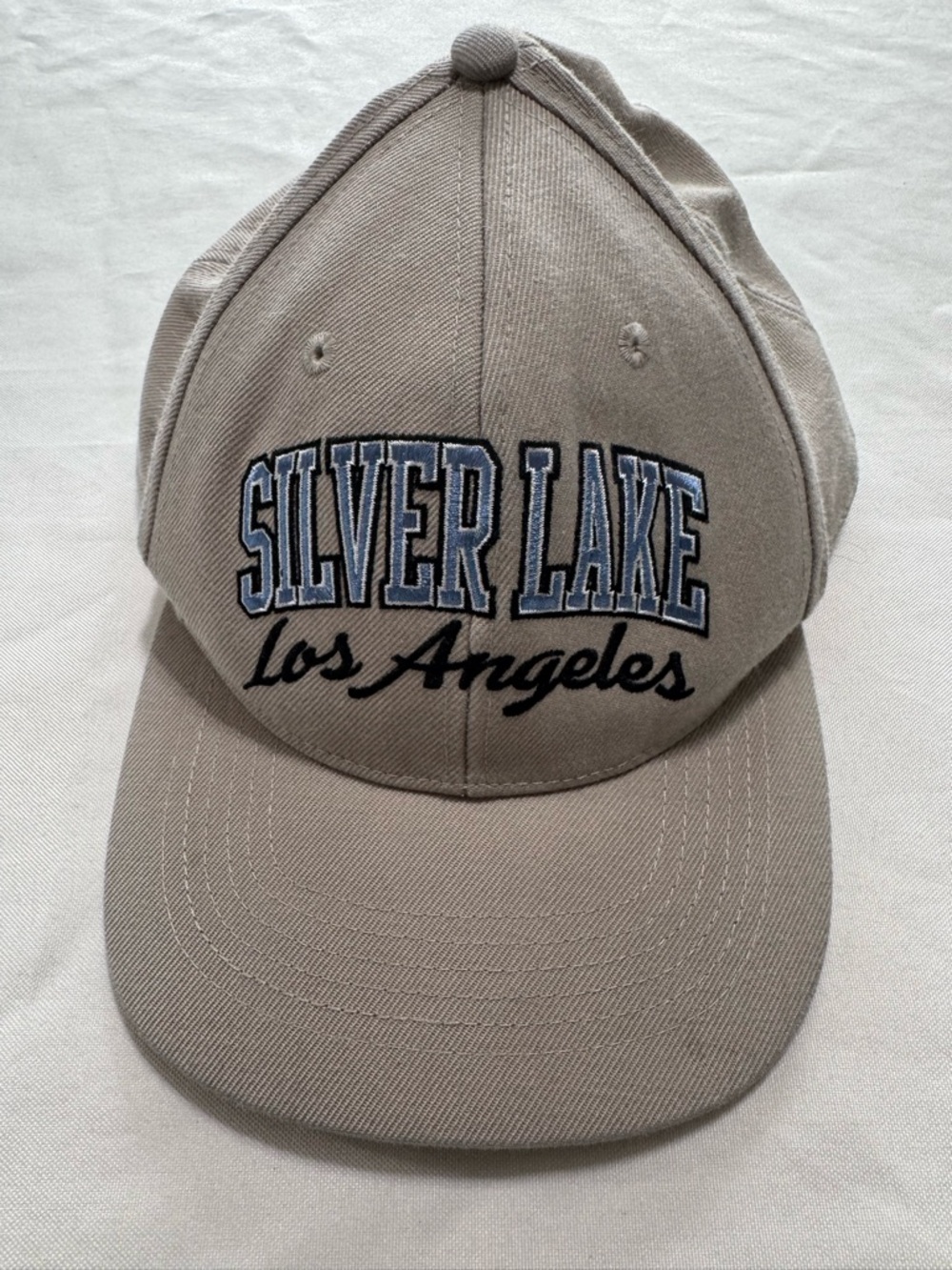 Beige LA Baseball Cap Silver Lake Hat Neutral Dad Hat Adjustable